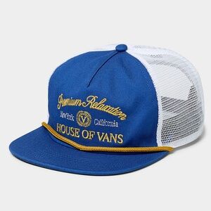Vans white, blue and yellow unisex Sixty Sixers trucker cap hat NWT